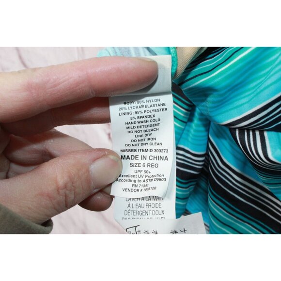 LL Bean BeanSport Swimwear Scoopneck Tankini Top Stripes Blue Size 6 - Picture 8 of 10
